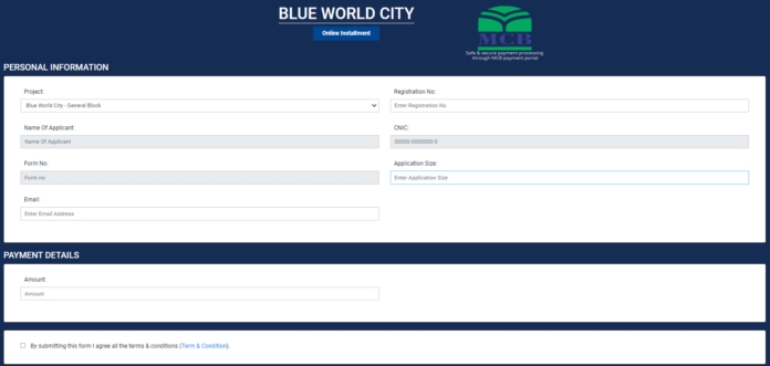 Blue World City Online Payment